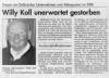 Willy Koll verstarb plötzlich und unerwartet in München.