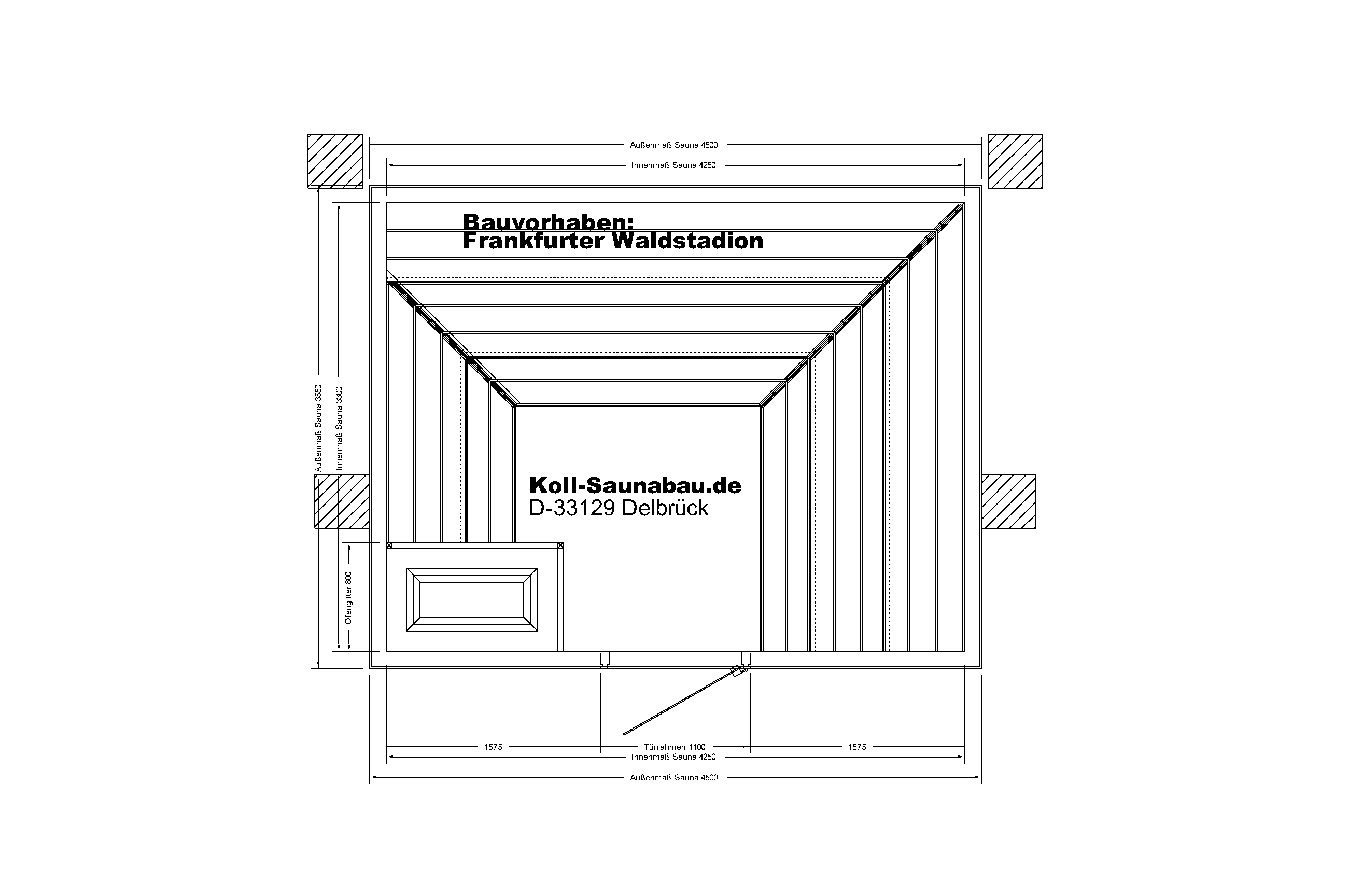 Grundriss der Sauna im Frankfurter Waldstadion (Commerzbankarena)